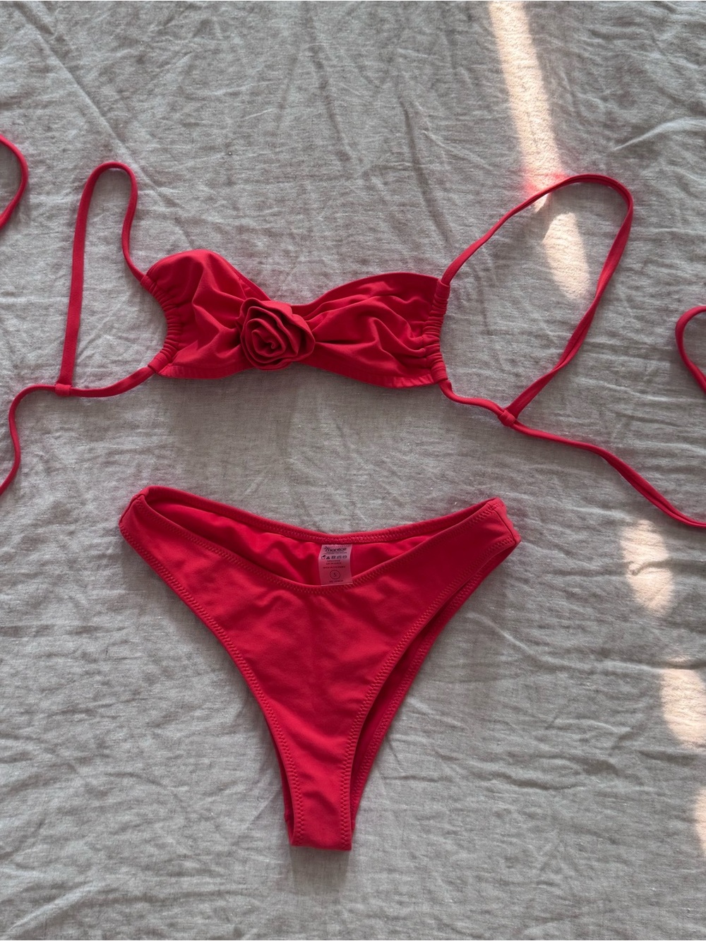 Montce Rosa Devin Bikini Top + Lulu Bottoms Cherry Size Small